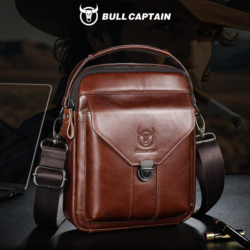 Leather Work Bag Men - BULLCAPTAIN Mens Leather Messenger Bag Retro