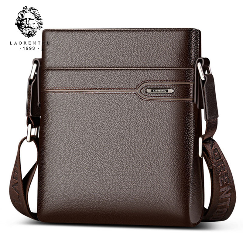 Leather Work Bag Men - LAORENTOU Men Genuine Leather Crossbody Bag