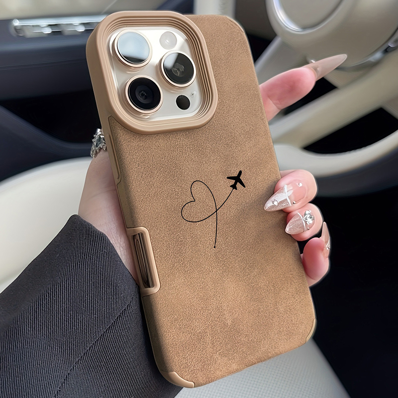 Leather X - Airplane Route Love Heart Design Faux