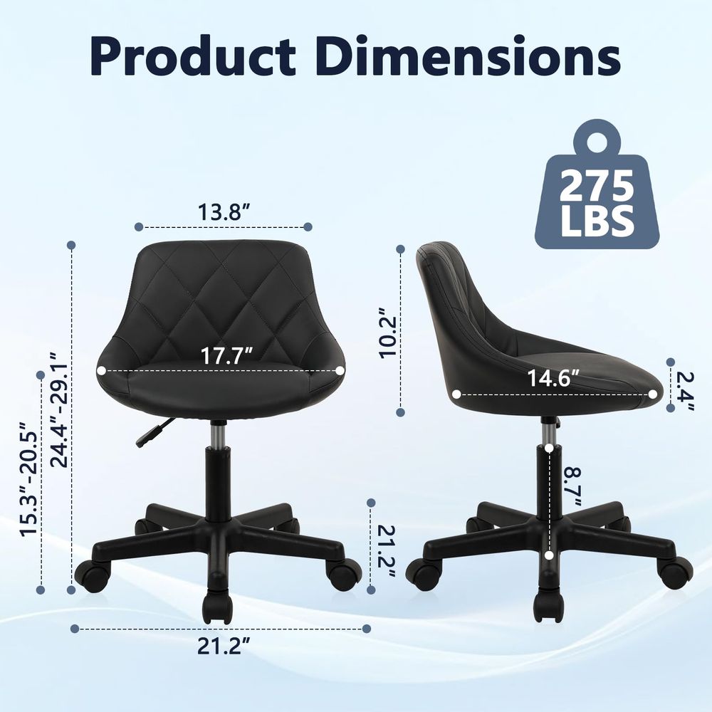 Low Back Rolling Stool PU Leat - огляд і ціна Leatherwork Desk