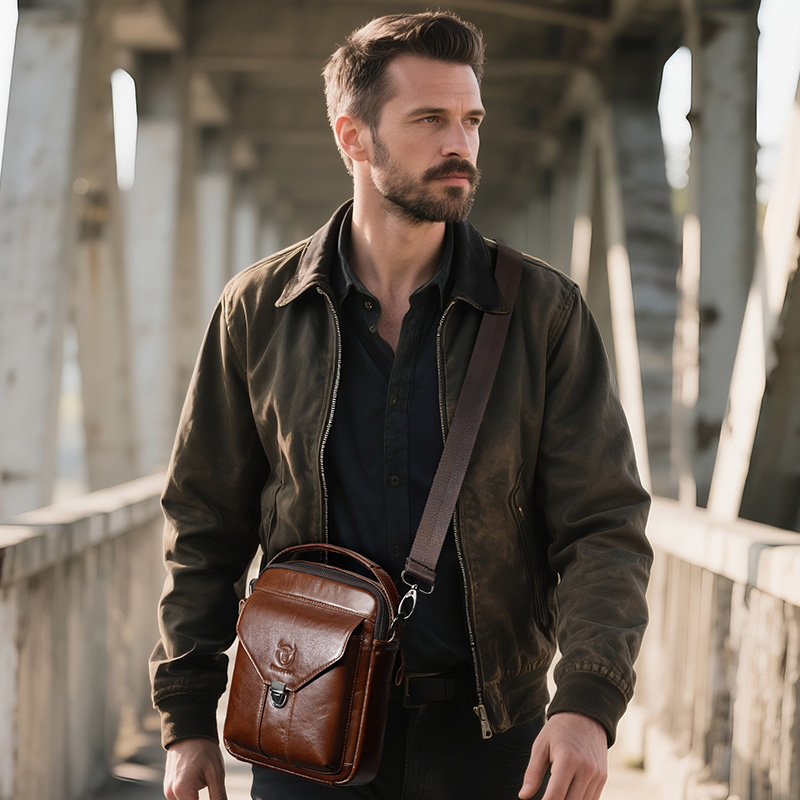 BULLCAPTAIN Mens Leather Messe - огляд і ціна Leather Work Bag Men
